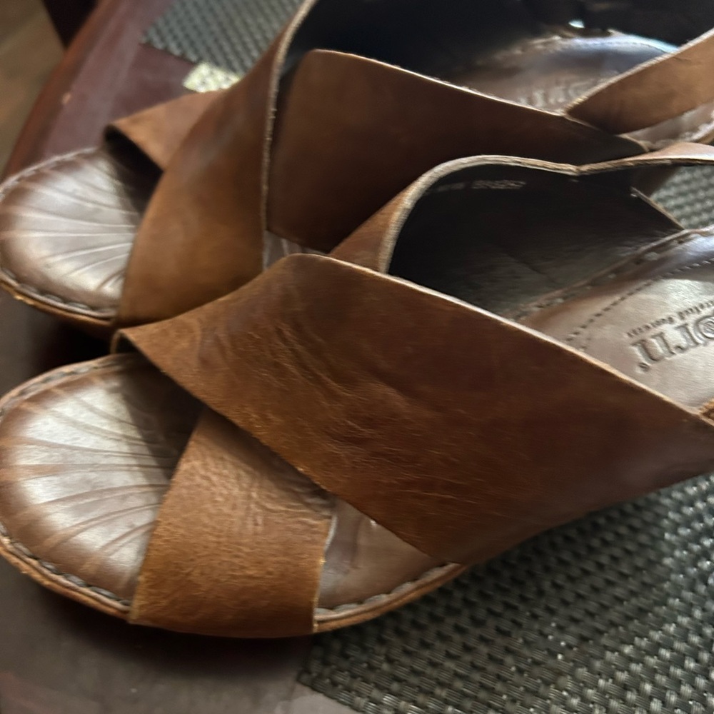 Born Brown Leather Wedges